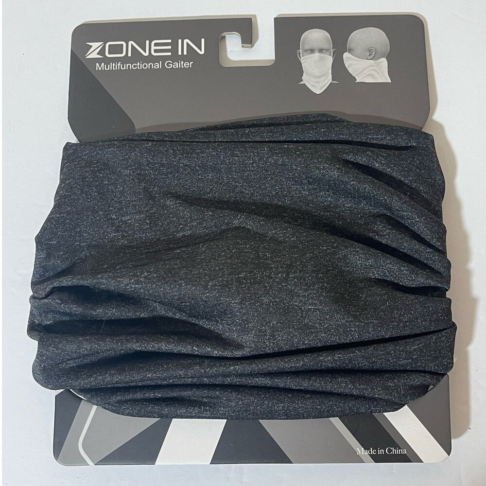 Zone In Multifactional Black Gaiter Neck Face Cover Mens / Womens NWT